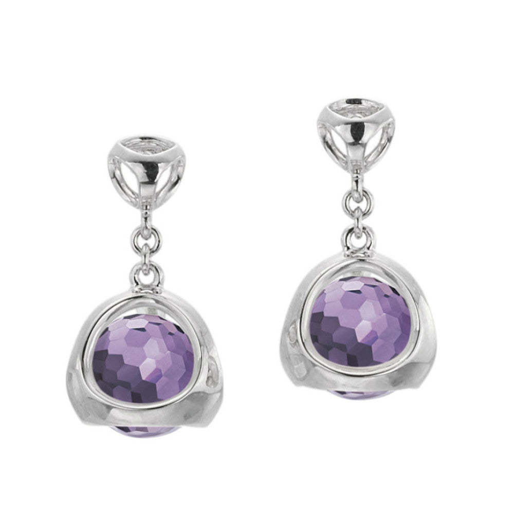 Di Modolo Purple Quartz Drop Earrings Rhodium Plated Sterling Silver MSRP 250